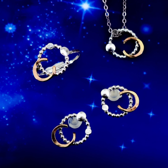 限時優惠500日元❤️~神聖之夜禮物~夜空中的星塵滿月和閃閃發光的星空14Kgf和銀 第9張的照片