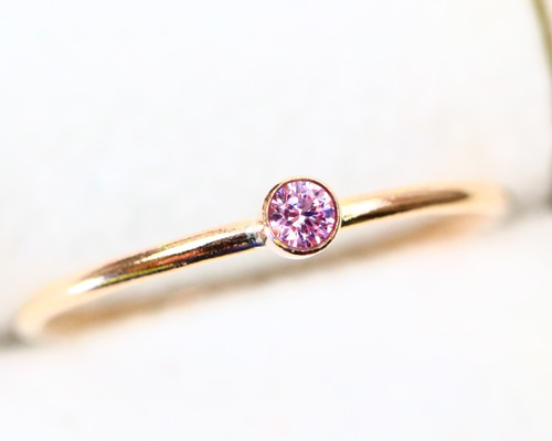 ≪14kgf≫ 2mm石 ベゼル ピンクサファイア ストレートリング