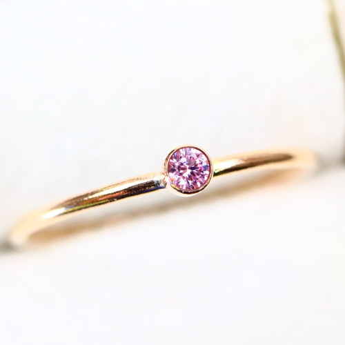 ≪14kgf≫ 2mm石 ベゼル ピンクサファイア ストレートリング