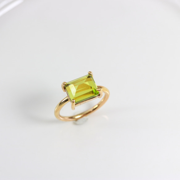 黃銅 + K24gp Purikaku 橄欖石矩形 10×8mm 垂直爪環 ^~ 美麗光澤 第5張的照片
