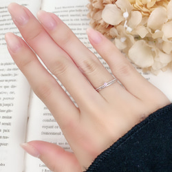 [Silver925] 2毫米粉色藍寶石1.2毫米暗戀型/防過敏，小指環，圓點 第6張的照片