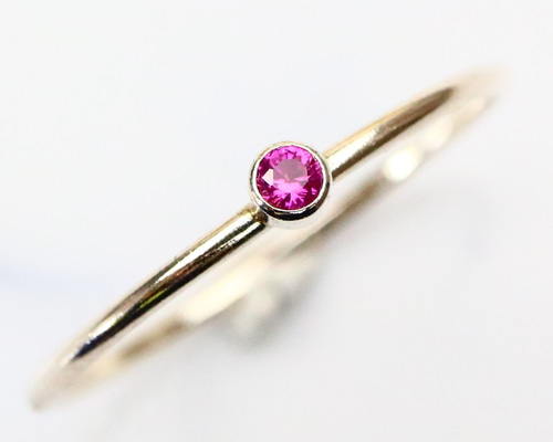 silver925】 2mm ベゼル ルビー／ひっかかりのない覆輪留め つけっ