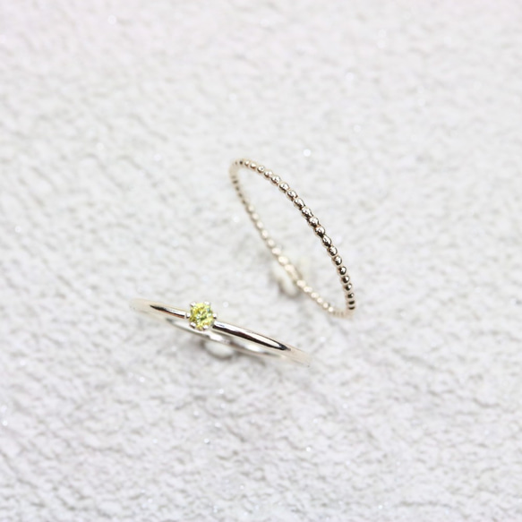 【２本セット】 2ｍｍ石　ペリドット＆つぶつぶプレーン＊1.0ｍｍ　～silver925～　つけっぱなしOK 5枚目の画像