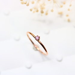 [14kgf] [粉紅金] 2 毫米石頭粉紅色藍寶石直/過敏兼容/小指戒指 第5張的照片