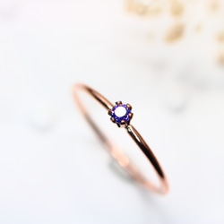 [14kgf] [粉紅金] 2 毫米石紫水晶直/過敏兼容/小指戒指 第4張的照片