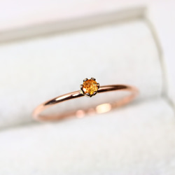 [14kgf] [粉紅金] 2 毫米石黃水晶直/過敏兼容/小指戒指 第3張的照片