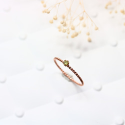【14kgf】【粉紅金】2mm石橄欖石螺紋型/抗過敏/小指環 第2張的照片
