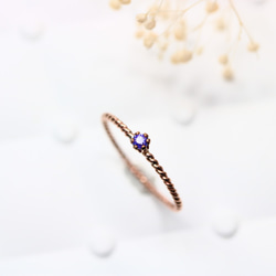 [14kgf] [粉紅金] 2mm 石紫水晶螺絲螺絲型/過敏兼容/小指環 第6張的照片