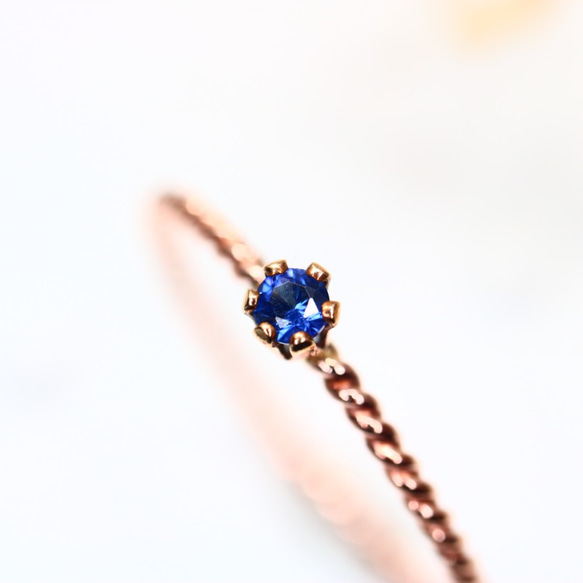 [14kgf] [粉紅金] 2 毫米寶石藍寶石螺絲螺絲型 / 過敏兼容 / 小指環 第1張的照片