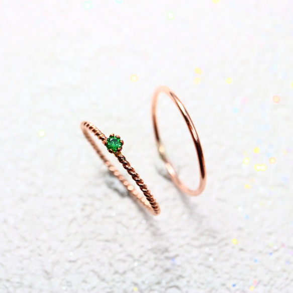 [14kgf PG] 2 件套 / 2 毫米石綠色石榴石螺絲螺絲環和直 * 垂直爪留在 第3張的照片