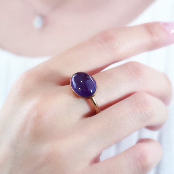 【愛情守護石】紫水晶戒指扣/豐盈大戒指，不會被卡住/防過敏/可留在上面 第2張的照片