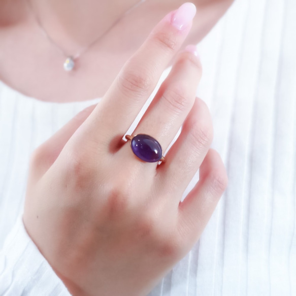 【愛情守護石】紫水晶戒指扣/豐盈大戒指，不會被卡住/防過敏/可留在上面 第4張的照片