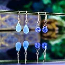 * 數量有限 [14Kgf] Blue Jade Natural Stone Hook Earrings / 防過敏 / Lea 第8張的照片