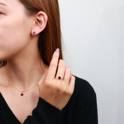 [14Kgf] 6 毫米紫水晶耳環/耳環/防過敏/OK 第8張的照片