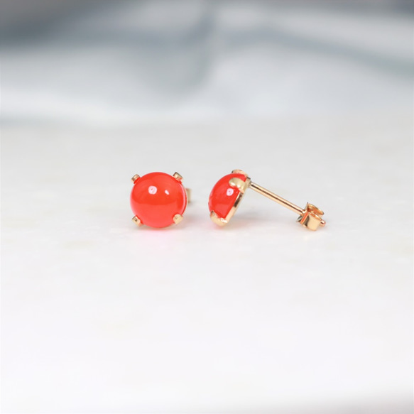 [14Kgf] 6 毫米紅玉髓耳環 / 耳環 / 防過敏 / 保持OK 第3張的照片