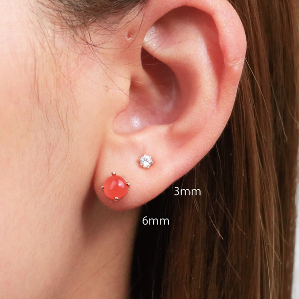 [14Kgf] 6 毫米紅玉髓耳環 / 耳環 / 防過敏 / 保持OK 第6張的照片