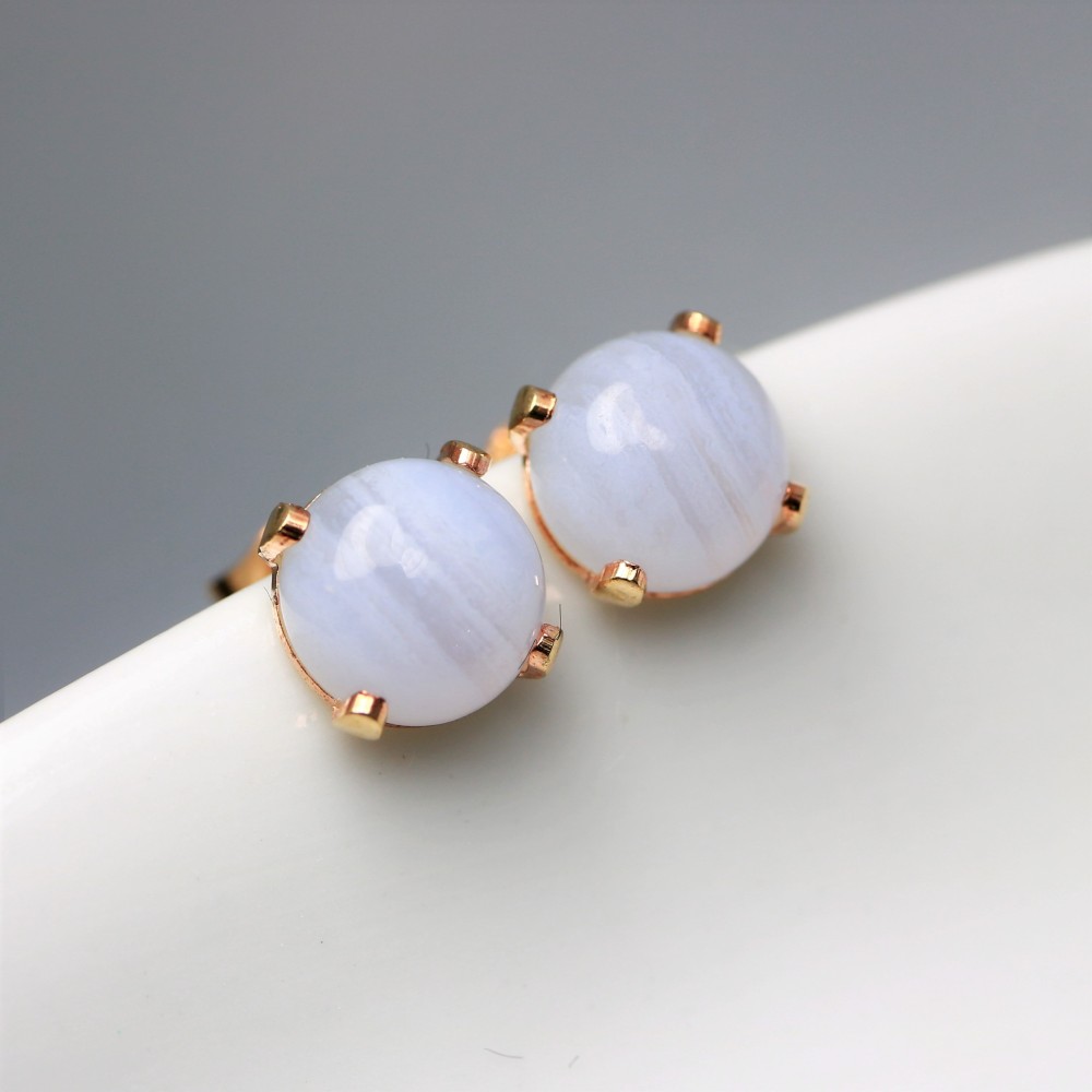 ブルーレースアゲート　14kgf　天然石ピアス/イヤリング　スコロライト 14kgf】天然石＊ブルーレースアゲートピアス(イヤリング) ピアス