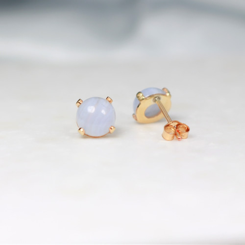 ブルーレースアゲート ヘキサゴンピアス R991 ブルーレースアゲート