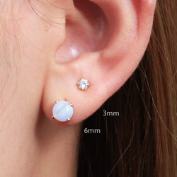 [14Kgf] 6 毫米藍色蕾絲瑪瑙耳環/耳環/防過敏/OK 第6張的照片