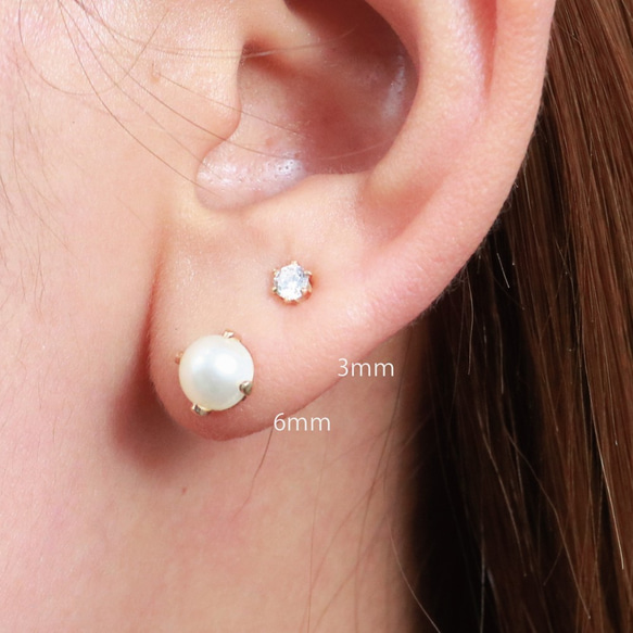 【14Kgf】6mm半圓形珍珠耳環/耳環/防過敏/OK 第5張的照片