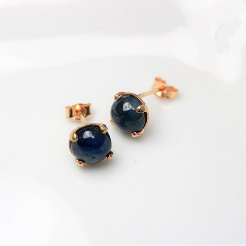 【人気商品】 14Kgf】6mm ピアス・イヤリング ビルマ産サファイア ピアス