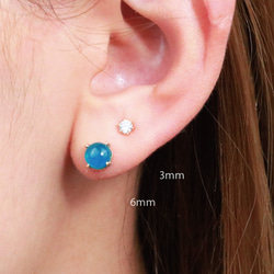 [14Kgf] 6 毫米霓虹藍磷灰石耳環/耳環/防過敏/OK 第6張的照片