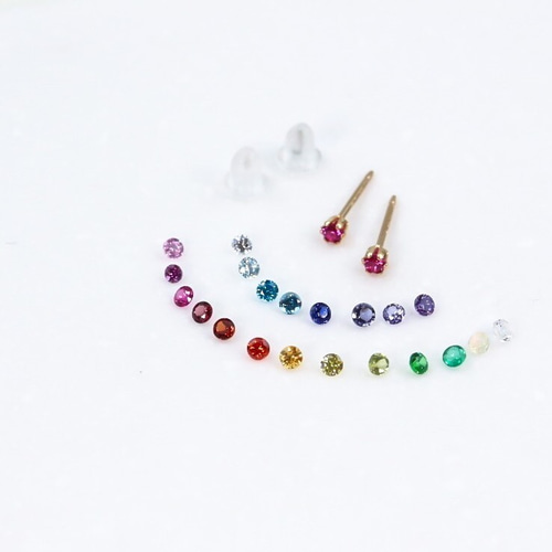 14Kgf】極小 2mm 天然石スタッドピアス／アレルギー対応・着けっ
