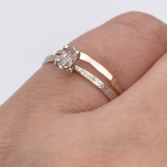 creema 限量版 [赫基默鑽石] 單顆天然石簡單銀戒指/閃光切割/14kgf 第9張的照片