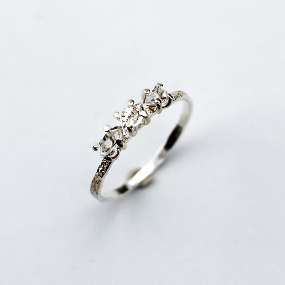 【Creema 限定】Herkimer 鑽石 0.5ct/3 粒石半永恆戒指 第4張的照片