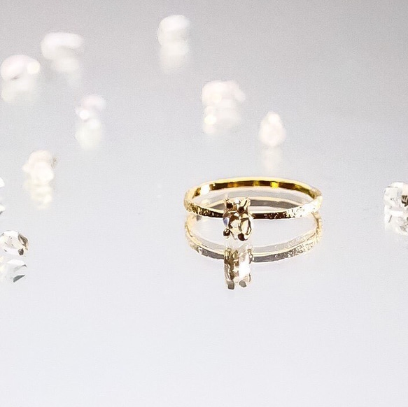 【Creema限定】14kgf ハーキマーダイアモンド シンプルリング（イエローゴールドorピンクゴールド） 1枚目の画像