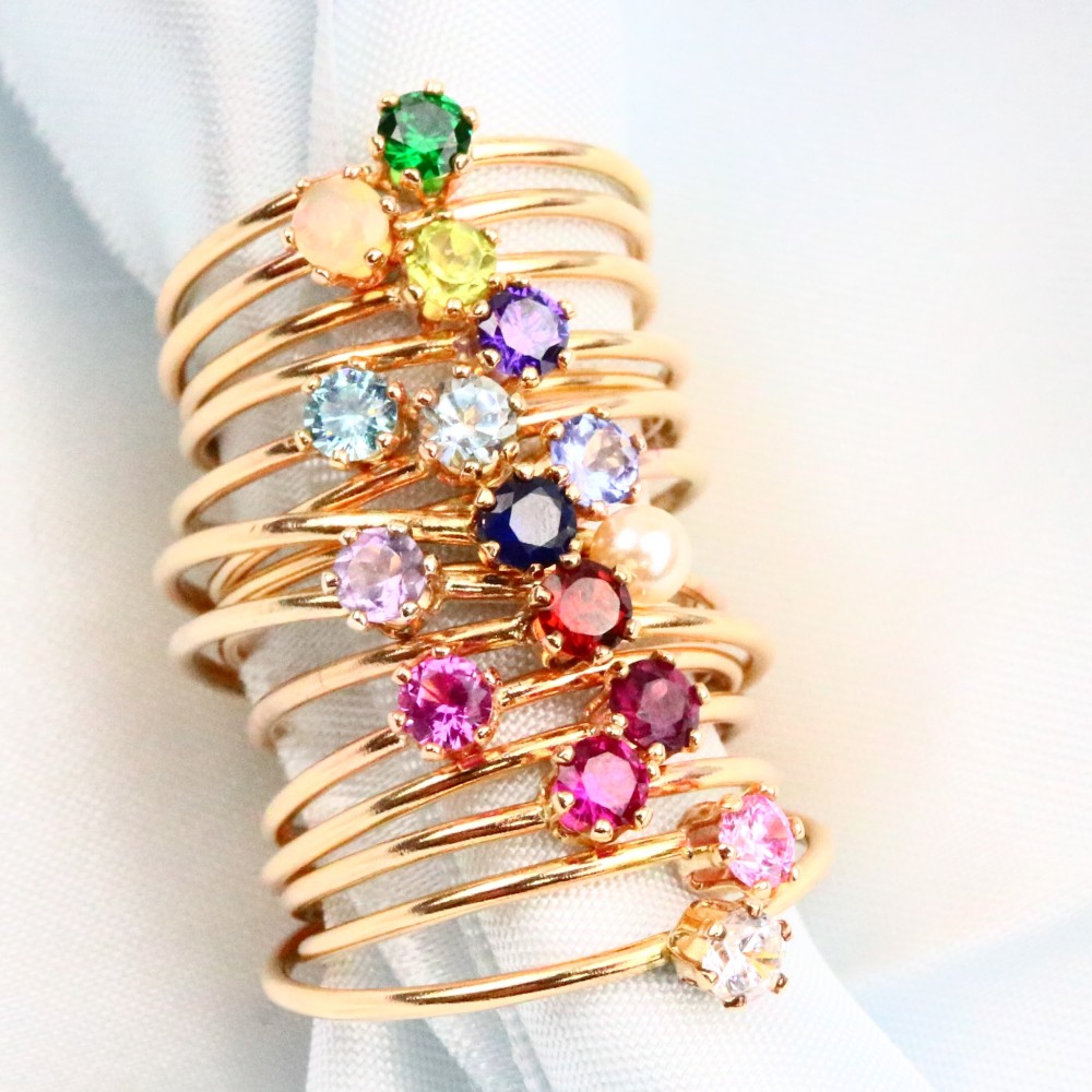 creema限定福袋】14kgf 天然石リング 2本セット／選べる宝石／ピンキー