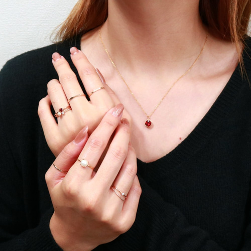 creema限定福袋】14kgf 天然石リング 2本セット／選べる宝石／ピンキー