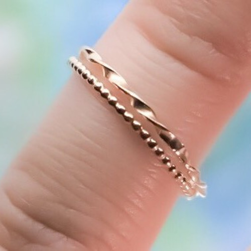 creema限定】【2本セット】14kgf ツイストリング&つぶつぶドット柄