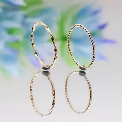 [Creema 限定] [Set of 2] 14kgf Twist ring &amp; crushed dot patter 第5張的照片