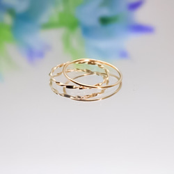 [Creema 限定] [Set of 2] 14kgf Twist ring &amp; straight ring / 小指 第3張的照片