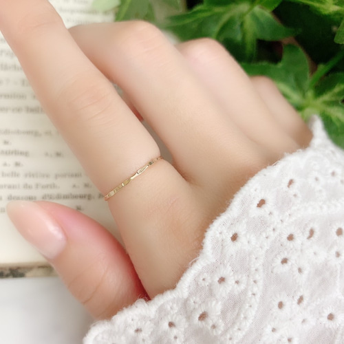 14kgf】1mm幅 槌目リング／1.0mm幅／08 ピンキーリング・指輪・つけっ