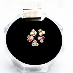 [Creema Limited] 3 顆天然寶石迷你花束戒指和耳環套裝 / 14kgf 黃金 第7張的照片