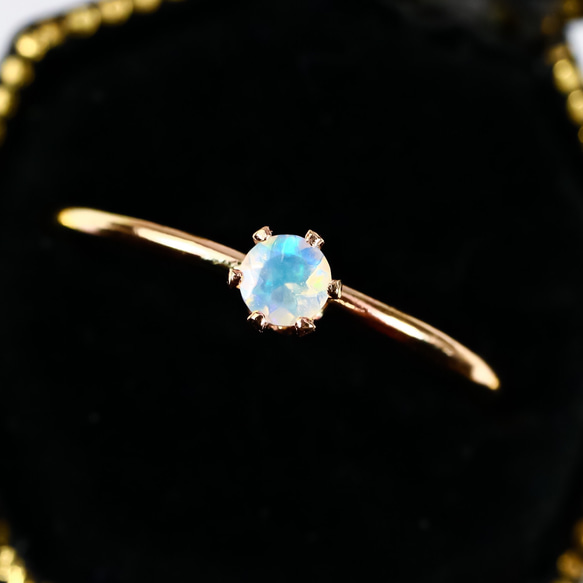 14kgf 】天然 エチオピア オパールのリング・指輪／珍しいダイアモンド