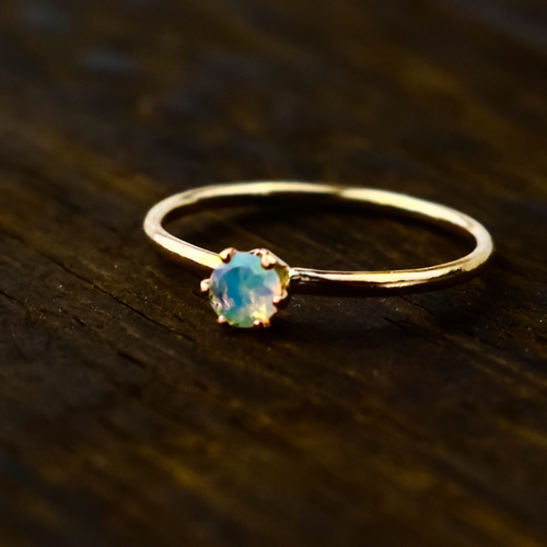 14kgf　カラフルオパール✧ 14kgf 】天然 エチオピア オパールのリング・指輪／珍しいダイアモンド