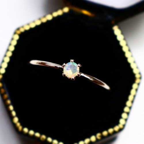14kgf 】天然 エチオピア オパールのリング・指輪／珍しいダイアモンド