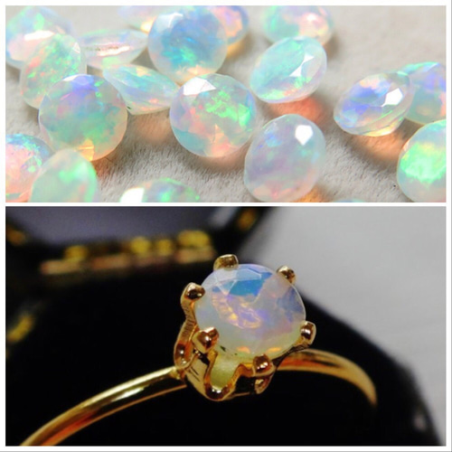 14kgf 】天然 エチオピア オパール（0.1ct）珍しいダイアモンド