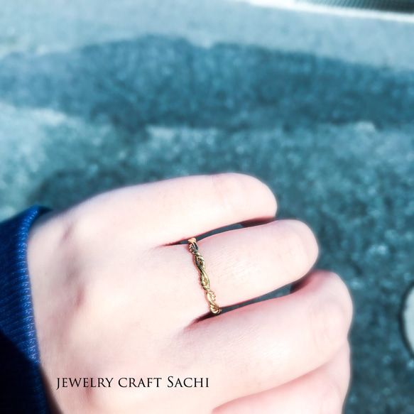 【Creema獨家】14kgf玫瑰金銀組合戒指/螺旋戒指/約1.3mm寬 第9張的照片