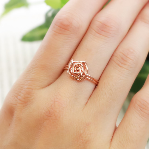 愛の告白』永遠の愛 エレガント ローズ 薔薇リング／14kgfピンク