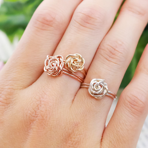 愛の告白』永遠の愛 エレガント ローズ 薔薇リング／14kgfピンク