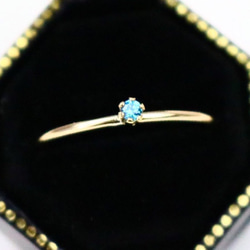 14kgf 天然石戒指天藍色托帕石十一月生日石直/防過敏小指戒指 第3張的照片