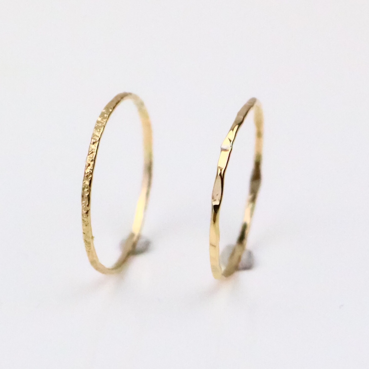 K10 極細 2本セット／華奢なシンプルリング 重ね付け ピンキーリング サブリングに／creema限定