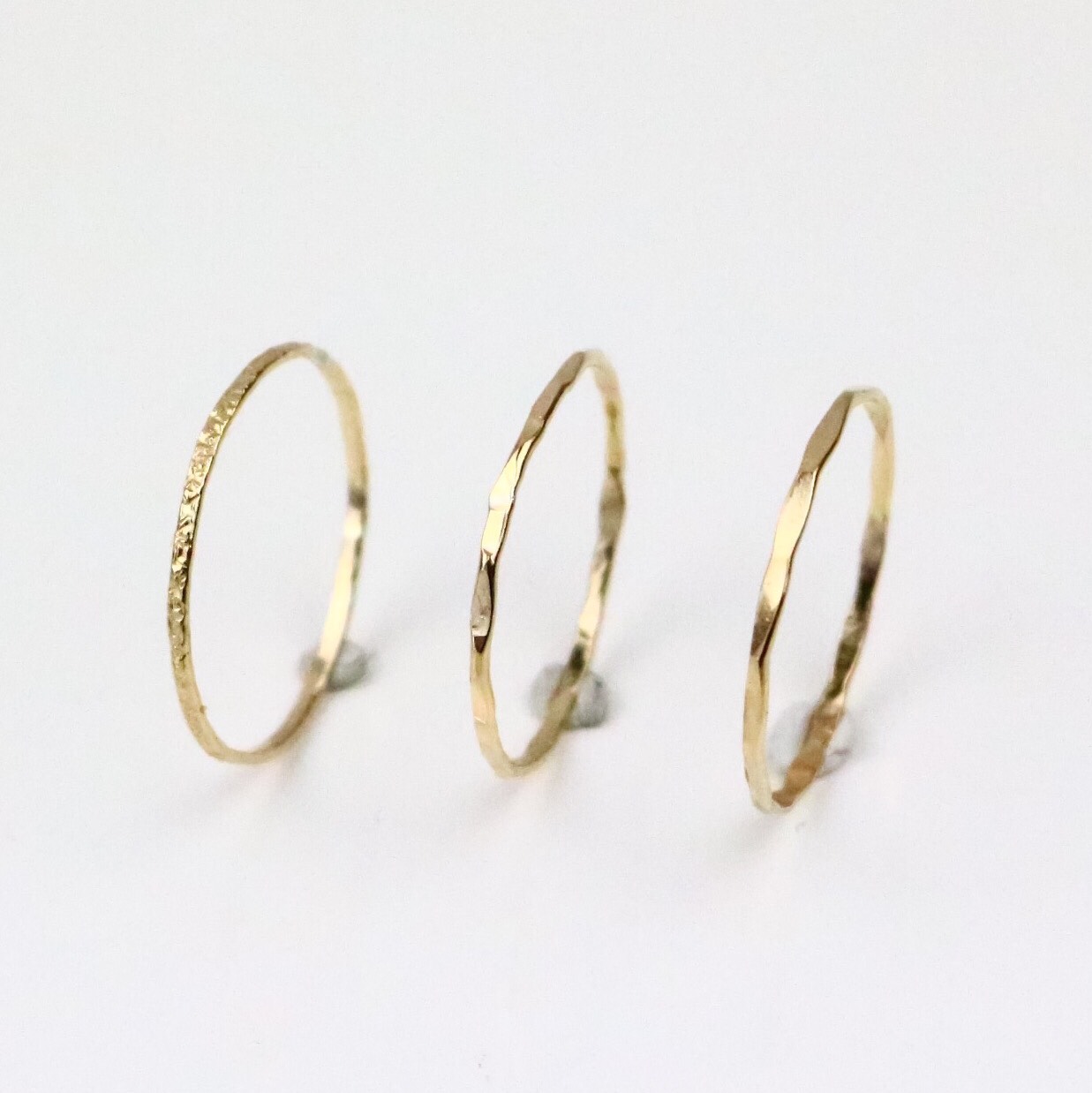 K10 極細 ３本セット／華奢なシンプルリング 重ね付け ピンキーリング サブリングに／creema限定