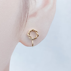 [Creema Limited] ALL 14kgf Round Twist Mini Circle Earrings 耳環 第3張的照片