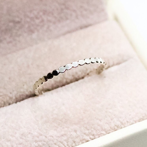 【925銀】1.2毫米寬，紋理方形/精緻簡約小指戒指 *可疊戴/Creema獨家款 第4張的照片