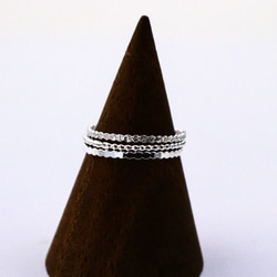 【925銀】1.2毫米寬，紋理方形/精緻簡約小指戒指 *可疊戴/Creema獨家款 第10張的照片